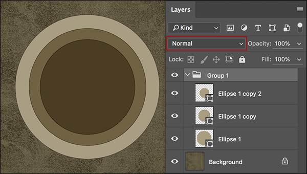 Each Layer’s blend mode is set to multiply. The Layer Group is set to Normal.