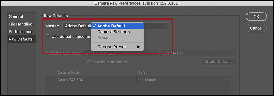 Julieanne Kost S Blog How To Create Custom Raw Defaults In Adobe Camera Raw V12 2