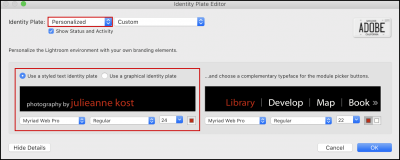 Julieanne Kost's Blog | Creating Custom Identity Plates in Lightroom ...