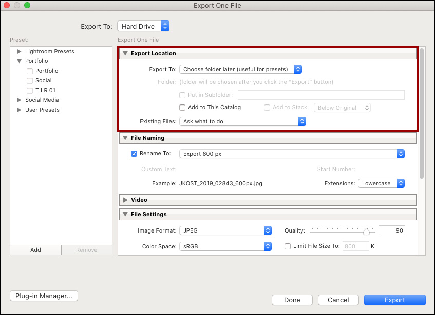 mac export list of files and medata in a directory